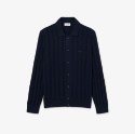 Ανδρικό Fluid Ribbed Polo Collar Cardigan